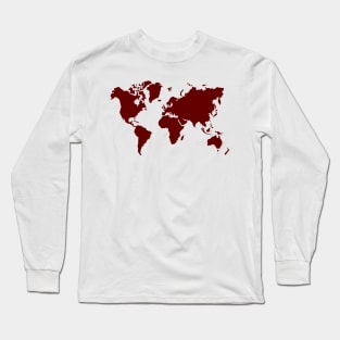 carmine red world map Long Sleeve T-Shirt